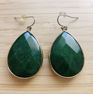 Green Teardrop Gemstone Anthropologie Earrings